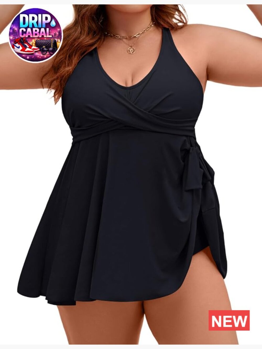 Plus Size Tankini Swimsuit Two Piece Tummy Control Swim Dress with Shorts